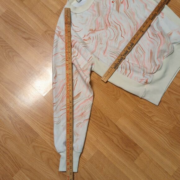 Champion Reverse Weave Sweatshirt Womens Small Marble Pebble White Pink Red - Picture 3 of 7